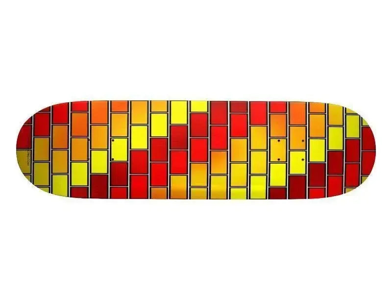 Skateboard Decks-BRICK WALL #2 Skateboard Decks-Reds & Oranges & Yellows-from COLORADDICTED.COM-