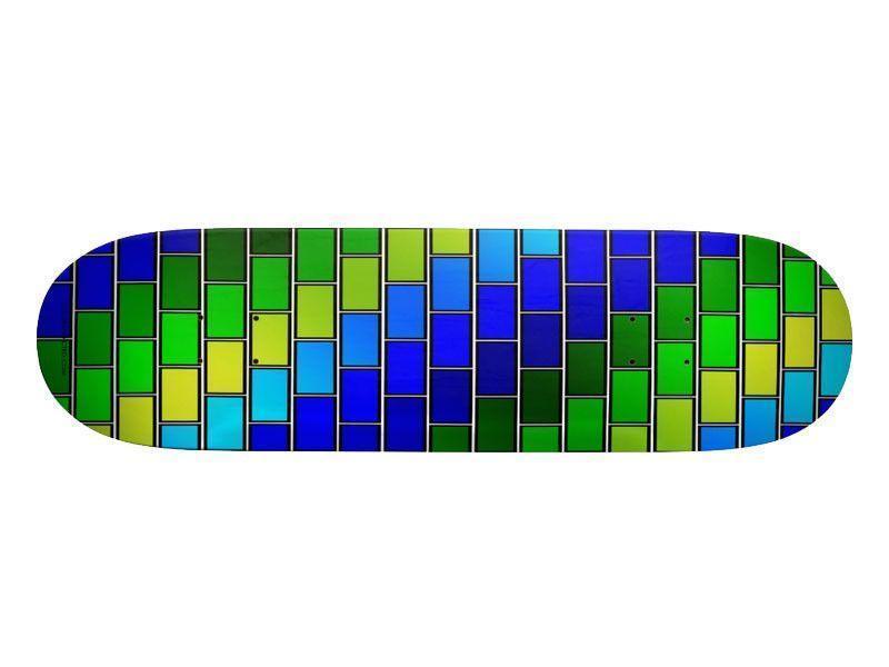 Skateboards-BRICK WALL #2 Skateboards-Blues &amp; Greens-from COLORADDICTED.COM-