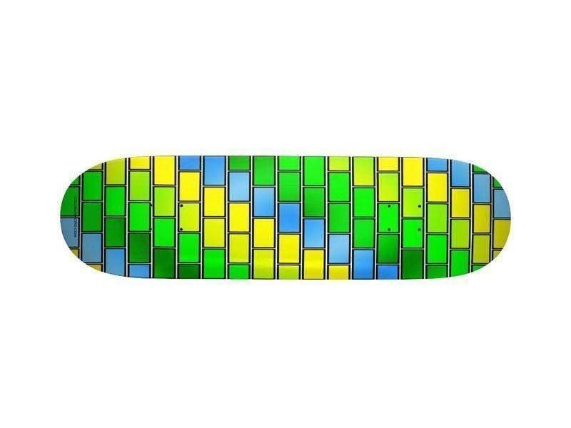 Skateboards-BRICK WALL #2 Skateboards-Greens &amp; Yellows &amp; Light Blues-from COLORADDICTED.COM-