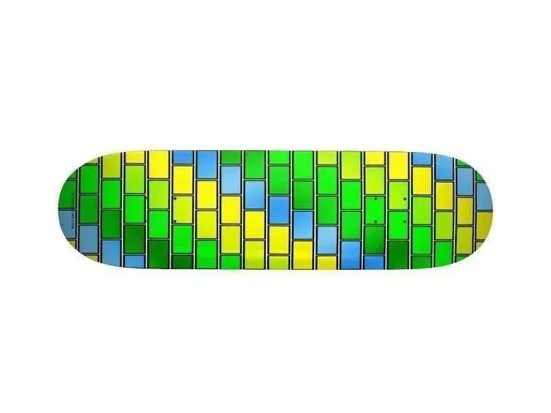 Skateboards-BRICK WALL #2 Skateboards-Greens & Yellows & Light Blues-from COLORADDICTED.COM-