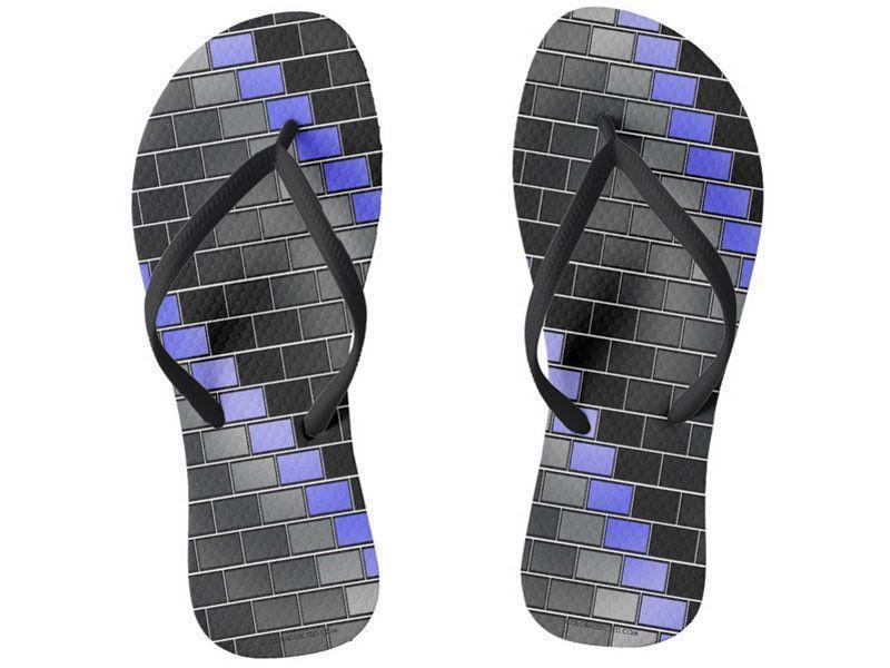 Flip Flops-BRICK WALL #2 Slim-Strap Flip Flops-Black &amp; Grays &amp; Light Blues-from COLORADDICTED.COM-