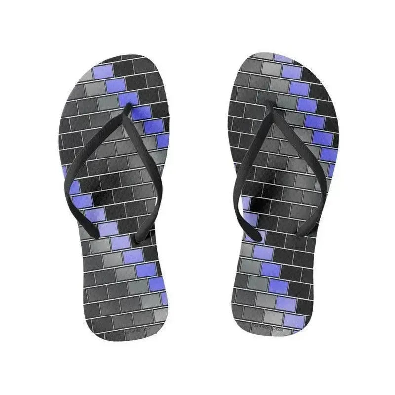 Flip Flops-BRICK WALL #2 Slim-Strap Flip Flops-Multicolor Bright-from COLORADDICTED.COM-