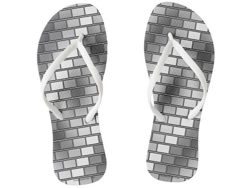 Flip Flops-BRICK WALL #2 Slim-Strap Flip Flops-Grays &amp; White-from COLORADDICTED.COM-