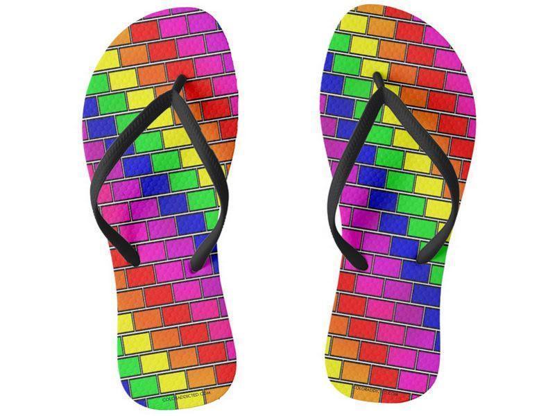Flip Flops-BRICK WALL #2 Slim-Strap Flip Flops-Multicolor Bright-from COLORADDICTED.COM-