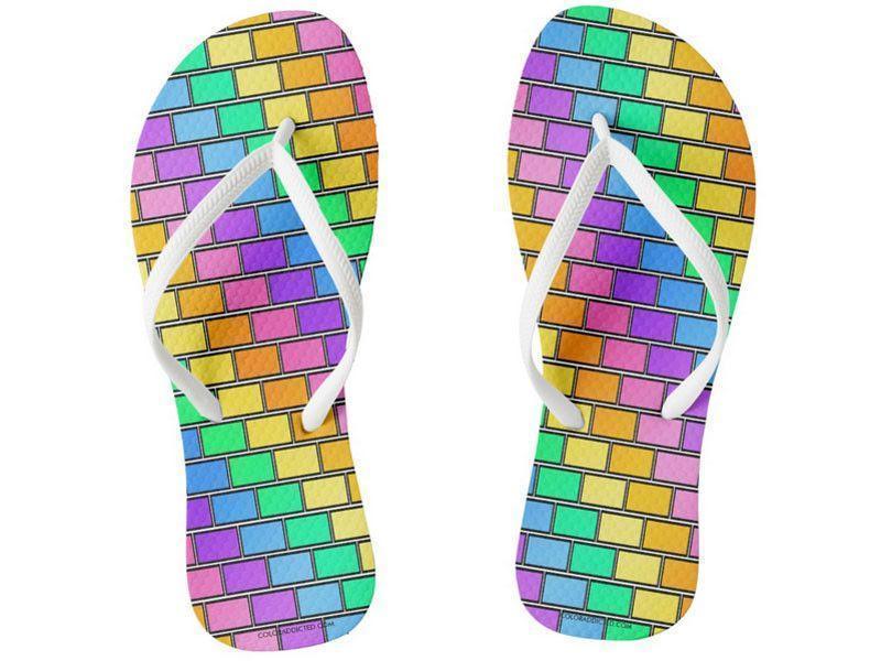 Flip Flops-BRICK WALL #2 Slim-Strap Flip Flops-Multicolor Light-from COLORADDICTED.COM-