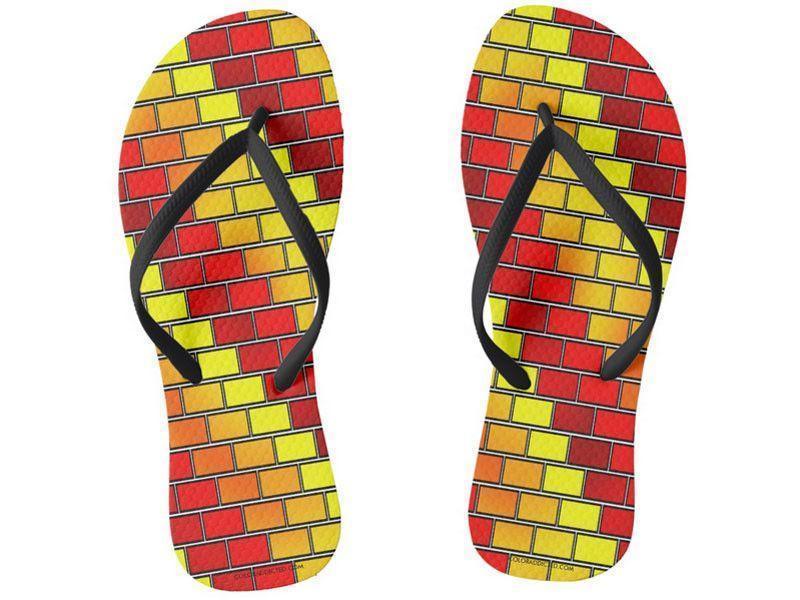 Flip Flops-BRICK WALL #2 Slim-Strap Flip Flops-Reds &amp; Oranges &amp; Yellows-from COLORADDICTED.COM-