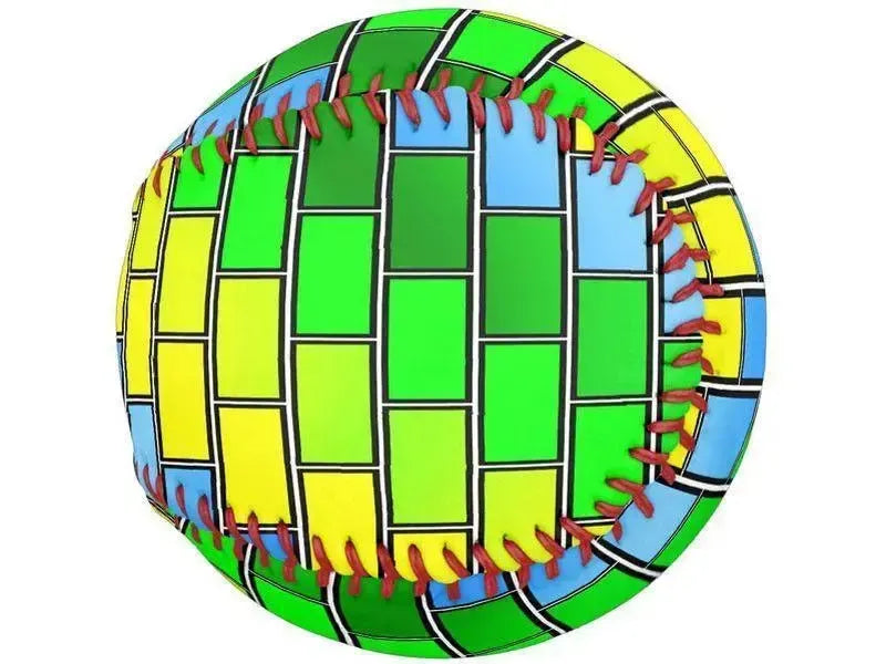Softballs-BRICK WALL #2 Softballs-Greens & Yellows & Light Blues-from COLORADDICTED.COM-