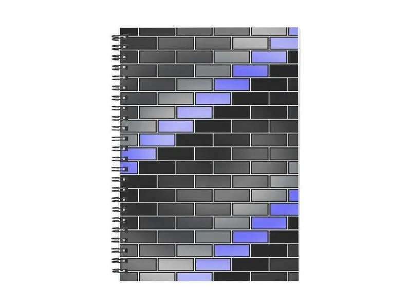 Spiral Notebooks-BRICK WALL #2 Spiral Notebooks-Black & Grays & Light Blues-from COLORADDICTED.COM-