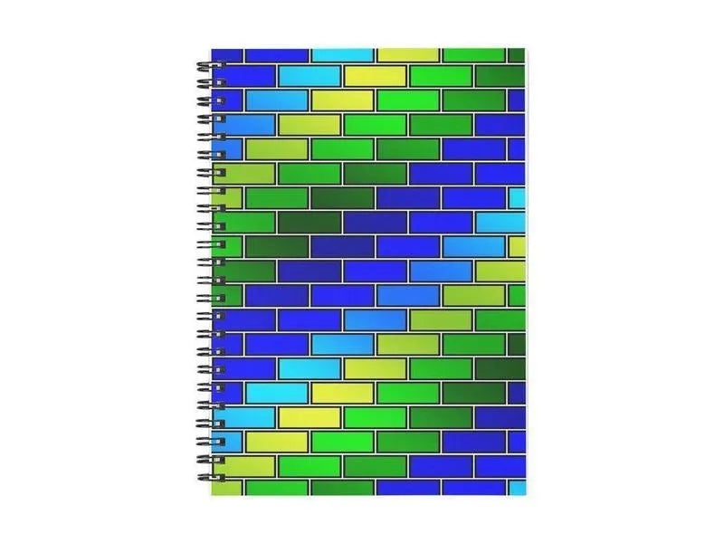 Spiral Notebooks-BRICK WALL #2 Spiral Notebooks-Blues & Greens-from COLORADDICTED.COM-