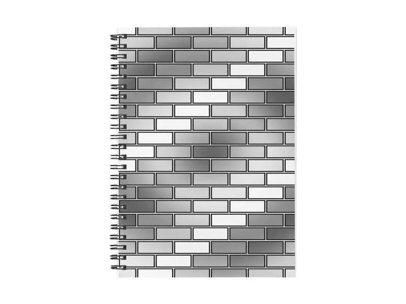 Spiral Notebooks-BRICK WALL #2 Spiral Notebooks-Grays & White-from COLORADDICTED.COM-