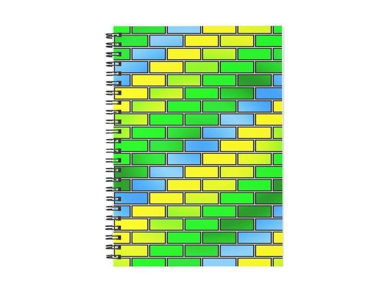 Spiral Notebooks-BRICK WALL #2 Spiral Notebooks-Greens &amp; Yellows &amp; Light Blues-from COLORADDICTED.COM-