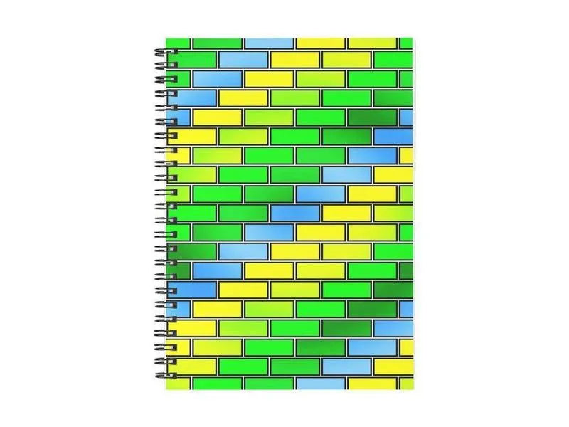 Spiral Notebooks-BRICK WALL #2 Spiral Notebooks-Greens & Yellows & Light Blues-from COLORADDICTED.COM-