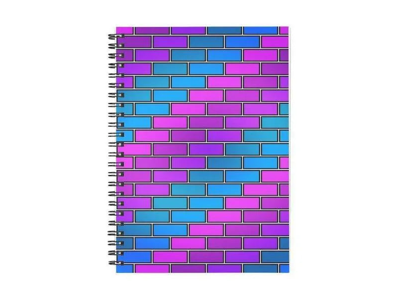 Spiral Notebooks-BRICK WALL #2 Spiral Notebooks-Purples & Violets & Fuchsias & Turquoises-from COLORADDICTED.COM-