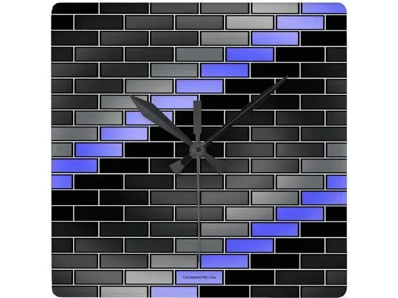 Wall Clocks-BRICK WALL #2 Square Wall Clocks-from COLORADDICTED.COM-