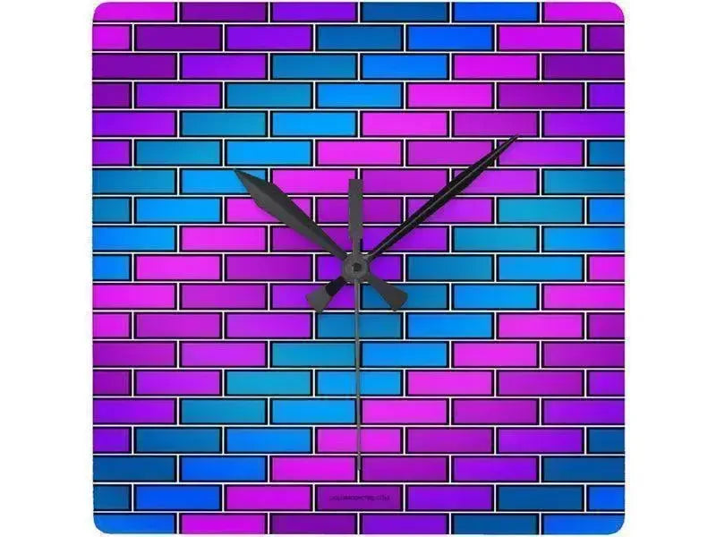 Wall Clocks-BRICK WALL #2 Square Wall Clocks-from COLORADDICTED.COM-