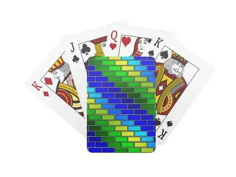 Playing Cards-BRICK WALL #2 Standard Playing Cards-Blues & Greens-from COLORADDICTED.COM-