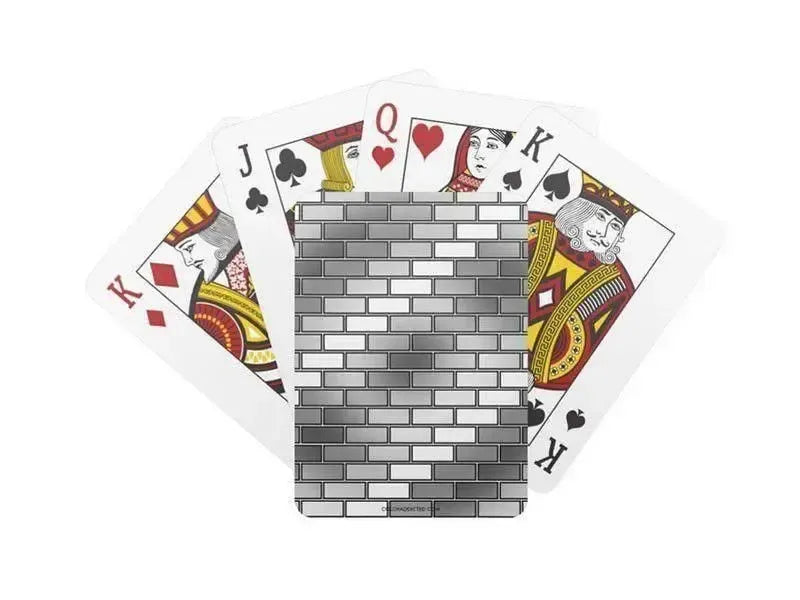 Playing Cards-BRICK WALL #2 Standard Playing Cards-Grays & White-from COLORADDICTED.COM-