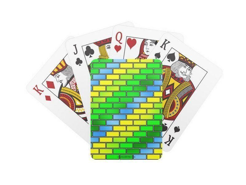 Playing Cards-BRICK WALL #2 Standard Playing Cards-Greens &amp; Yellows &amp; Light Blues-from COLORADDICTED.COM-