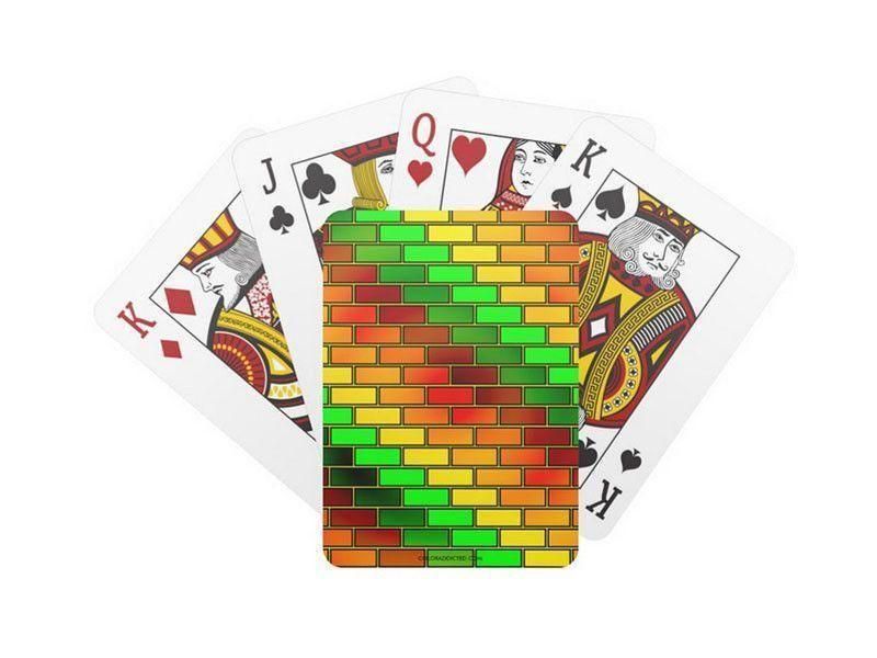 Playing Cards-BRICK WALL #2 Standard Playing Cards-Reds &amp; Oranges &amp; Yellows &amp; Greens-from COLORADDICTED.COM-