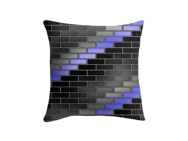 Throw Pillows &amp; Throw Pillow Cases-BRICK WALL #2 Throw Pillows &amp; Throw Pillow Cases-Black &amp; Grays &amp; Light Blues-from COLORADDICTED.COM-