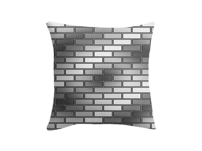 Throw Pillows &amp; Throw Pillow Cases-BRICK WALL #2 Throw Pillows &amp; Throw Pillow Cases-Grays &amp; White-from COLORADDICTED.COM-