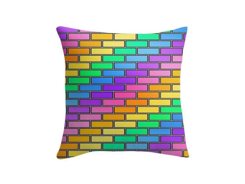 Throw Pillows &amp; Throw Pillow Cases-BRICK WALL #2 Throw Pillows &amp; Throw Pillow Cases-Multicolor Light-from COLORADDICTED.COM-
