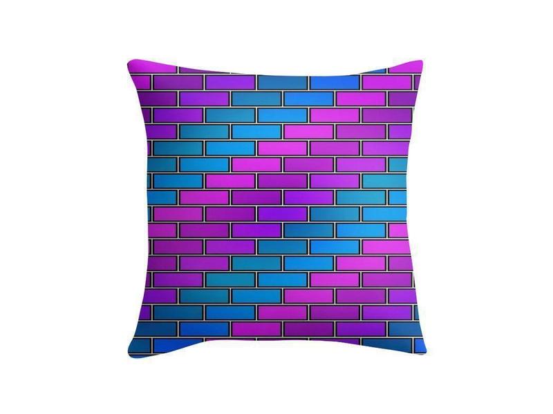 Throw Pillows &amp; Throw Pillow Cases-BRICK WALL #2 Throw Pillows &amp; Throw Pillow Cases-Purples &amp; Violets &amp; Fuchsias &amp; Turquoises-from COLORADDICTED.COM-