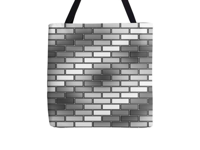 Tote Bags-BRICK WALL #2 Tote Bags-Grays &amp; White-from COLORADDICTED.COM-