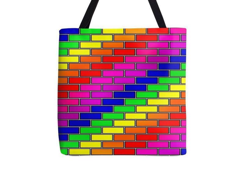 Tote Bags-BRICK WALL #2 Tote Bags-Multicolor Bright-from COLORADDICTED.COM-
