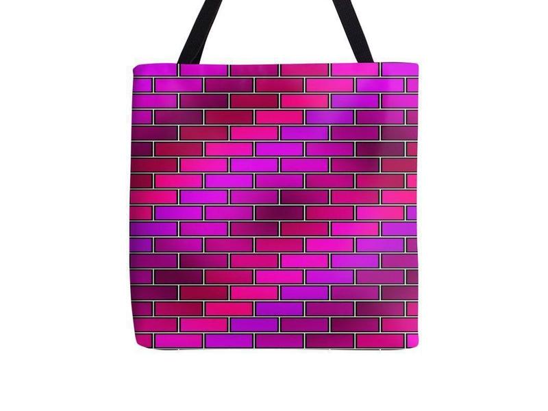 Tote Bags-BRICK WALL #2 Tote Bags-Purples &amp; Fuchsias &amp; Violets &amp; Magentas-from COLORADDICTED.COM-