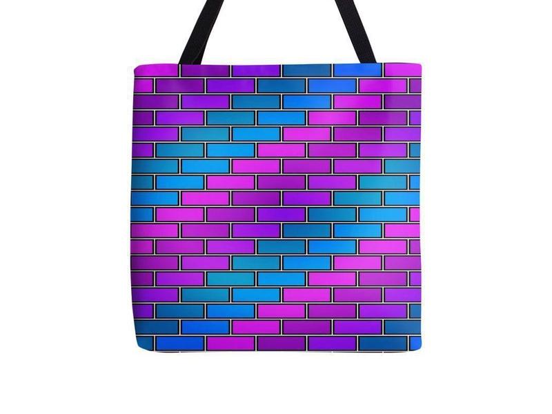 Tote Bags-BRICK WALL #2 Tote Bags-Purples &amp; Violets &amp; Fuchsias &amp; Turquoises-from COLORADDICTED.COM-