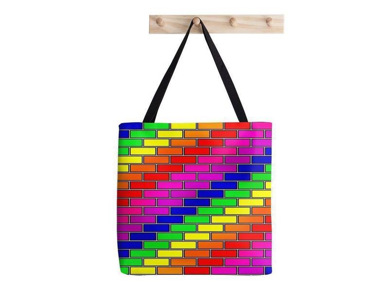 Tote Bags-BRICK WALL #2 Tote Bags-Multicolor Bright-from COLORADDICTED.COM-