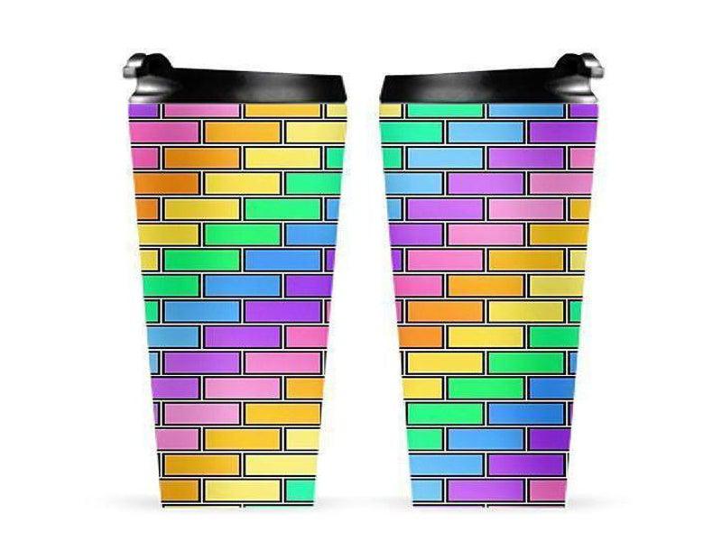 Travel Mugs-BRICK WALL #2 Travel Mugs-Multicolor Light-from COLORADDICTED.COM-