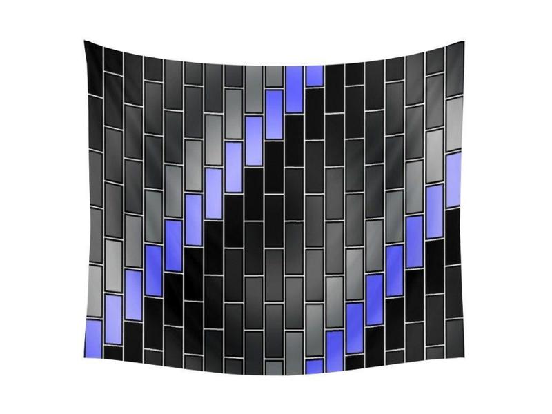 Wall Tapestries-BRICK WALL #2 Wall Tapestries-Black &amp; Grays &amp; Light Blues-from COLORADDICTED.COM-