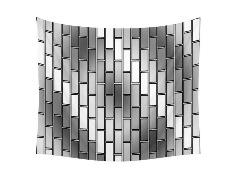 Wall Tapestries-BRICK WALL #2 Wall Tapestries-Grays &amp; White-from COLORADDICTED.COM-