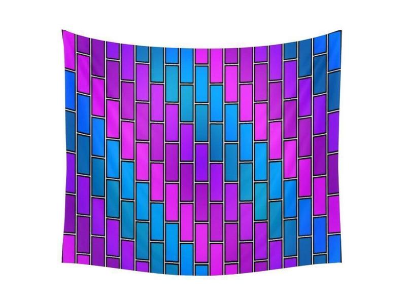 Wall Tapestries-BRICK WALL #2 Wall Tapestries-Purples &amp; Violets &amp; Fuchsias &amp; Turquoises-from COLORADDICTED.COM-