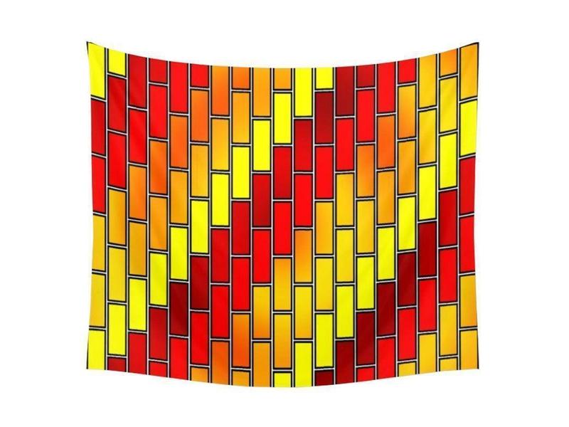Wall Tapestries-BRICK WALL #2 Wall Tapestries-Reds &amp; Oranges &amp; Yellows-from COLORADDICTED.COM-