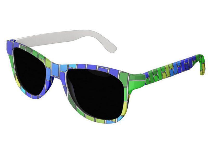 Wayfarer Sunglasses-BRICK WALL #2 Wayfarer Sunglasses (white background)-Blues &amp; Greens-from COLORADDICTED.COM-