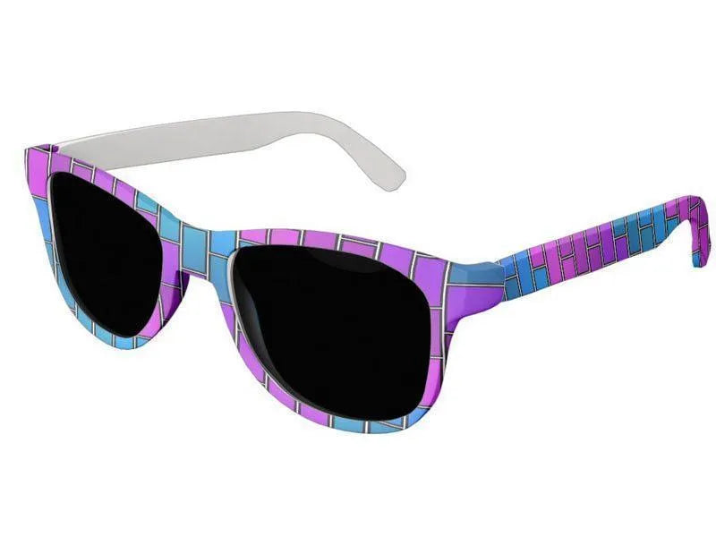 Wayfarer Sunglasses-BRICK WALL #2 Wayfarer Sunglasses (white background)-Purples, Violets, Fuchsias &amp; Turquoises-from COLORADDICTED.COM-