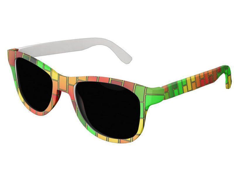 Wayfarer Sunglasses-BRICK WALL #2 Wayfarer Sunglasses (white background)-Reds, Oranges, Yellows &amp; Greens-from COLORADDICTED.COM-