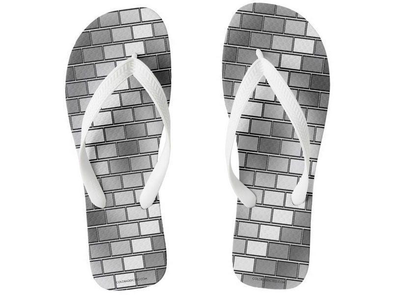 Flip Flops-BRICK WALL #2 Wide-Strap Flip Flops-Grays &amp; White-from COLORADDICTED.COM-