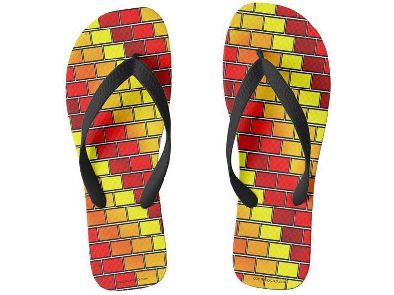 Flip Flops-BRICK WALL #2 Wide-Strap Flip Flops-Reds &amp; Oranges &amp; Yellows-from COLORADDICTED.COM-