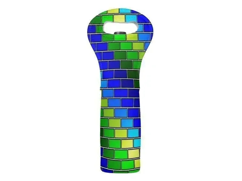 Wine Totes-BRICK WALL #2 Wine Totes-Blues & Greens-from COLORADDICTED.COM-