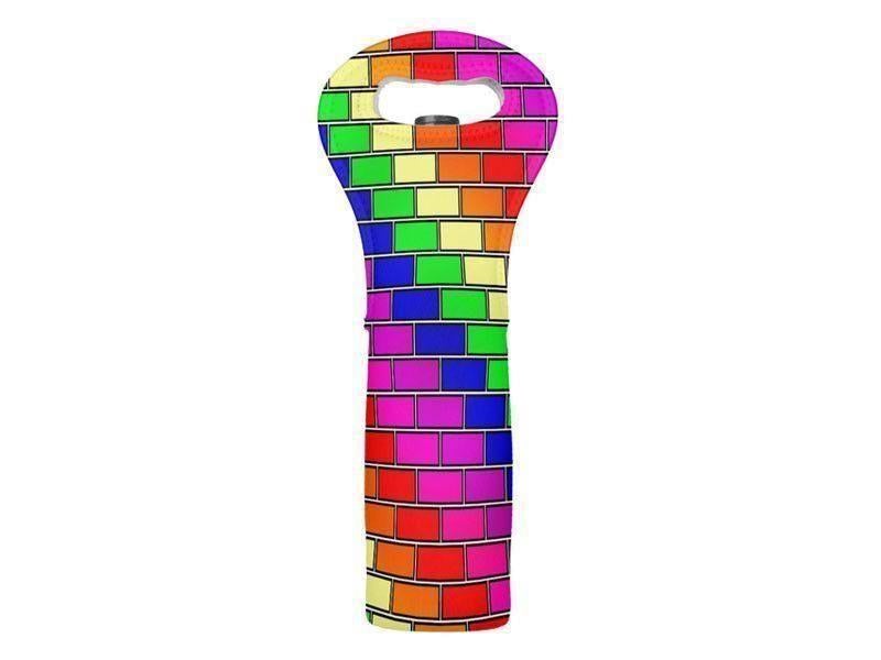 Wine Totes-BRICK WALL #2 Wine Totes-Multicolor Bright-from COLORADDICTED.COM-