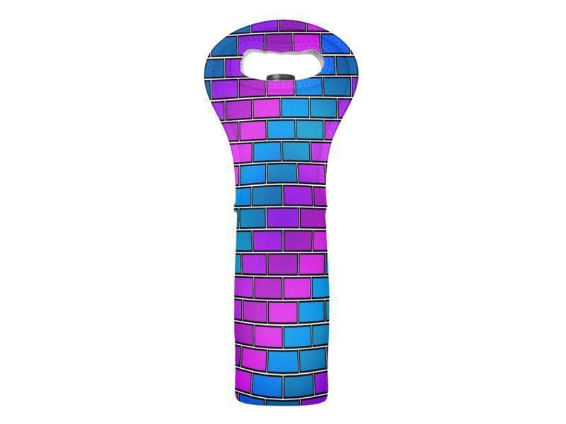 Wine Totes-BRICK WALL #2 Wine Totes-Purples &amp; Violets &amp; Fuchsias &amp; Turquoises-from COLORADDICTED.COM-