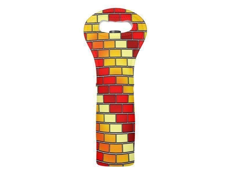 Wine Totes-BRICK WALL #2 Wine Totes-Reds &amp; Oranges &amp; Yellows-from COLORADDICTED.COM-