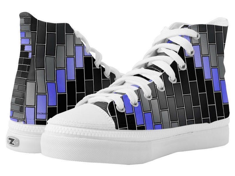 ZipZ High-Top Sneakers-BRICK WALL #2 ZipZ High-Top Sneakers-Black &amp; Grays &amp; Light Blues-from COLORADDICTED.COM-