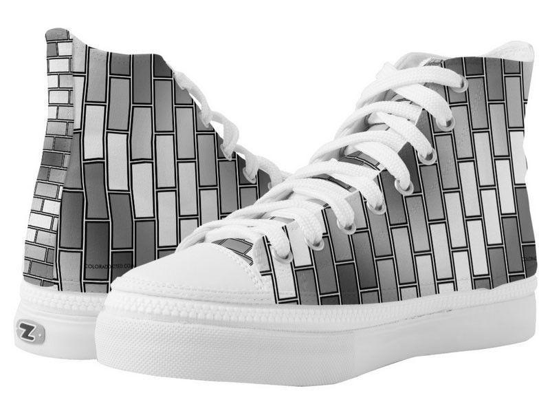ZipZ High-Top Sneakers-BRICK WALL #2 ZipZ High-Top Sneakers-Grays &amp; White-from COLORADDICTED.COM-