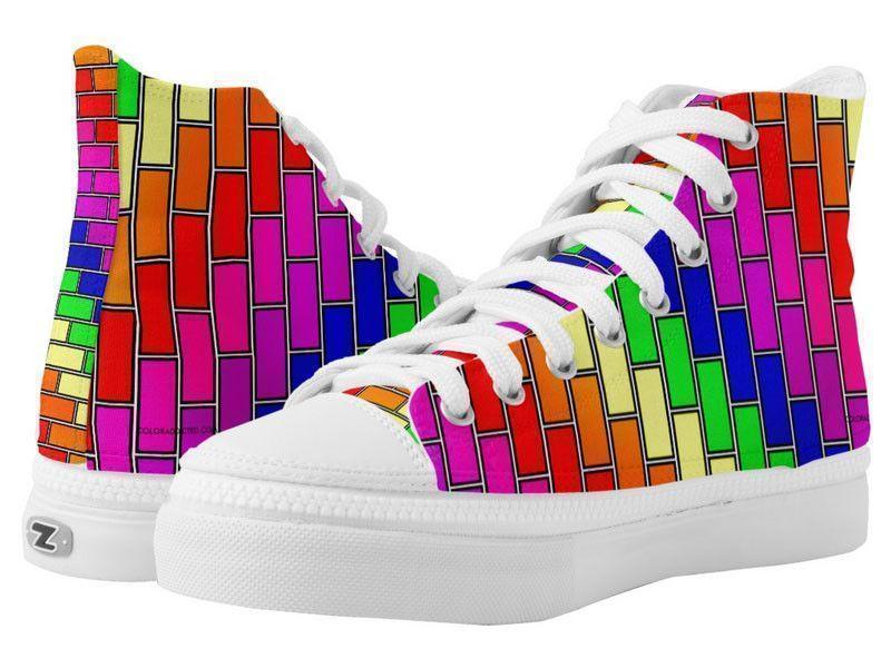 ZipZ High-Top Sneakers-BRICK WALL #2 ZipZ High-Top Sneakers-Multicolor Bright-from COLORADDICTED.COM-