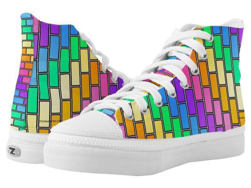 ZipZ High-Top Sneakers-BRICK WALL #2 ZipZ High-Top Sneakers-Multicolor Light-from COLORADDICTED.COM-